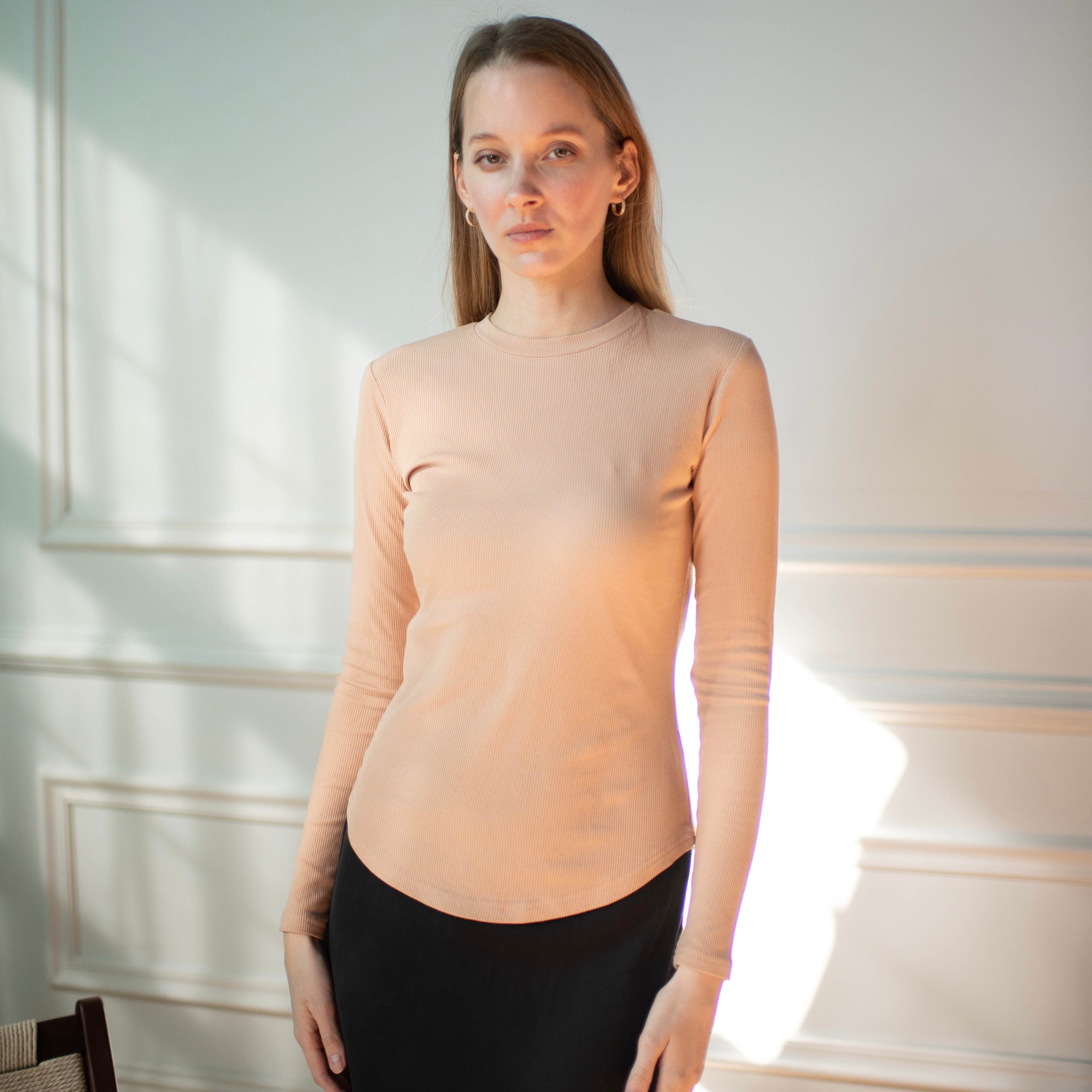 Ribbed Crewneck Tee | Oatmeal