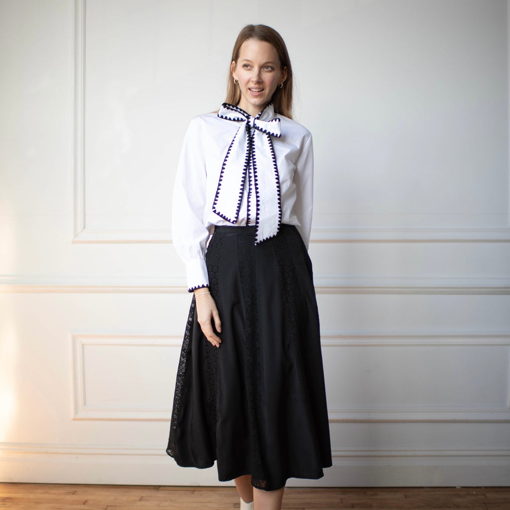 Bow Tie Blouse | Black stitching