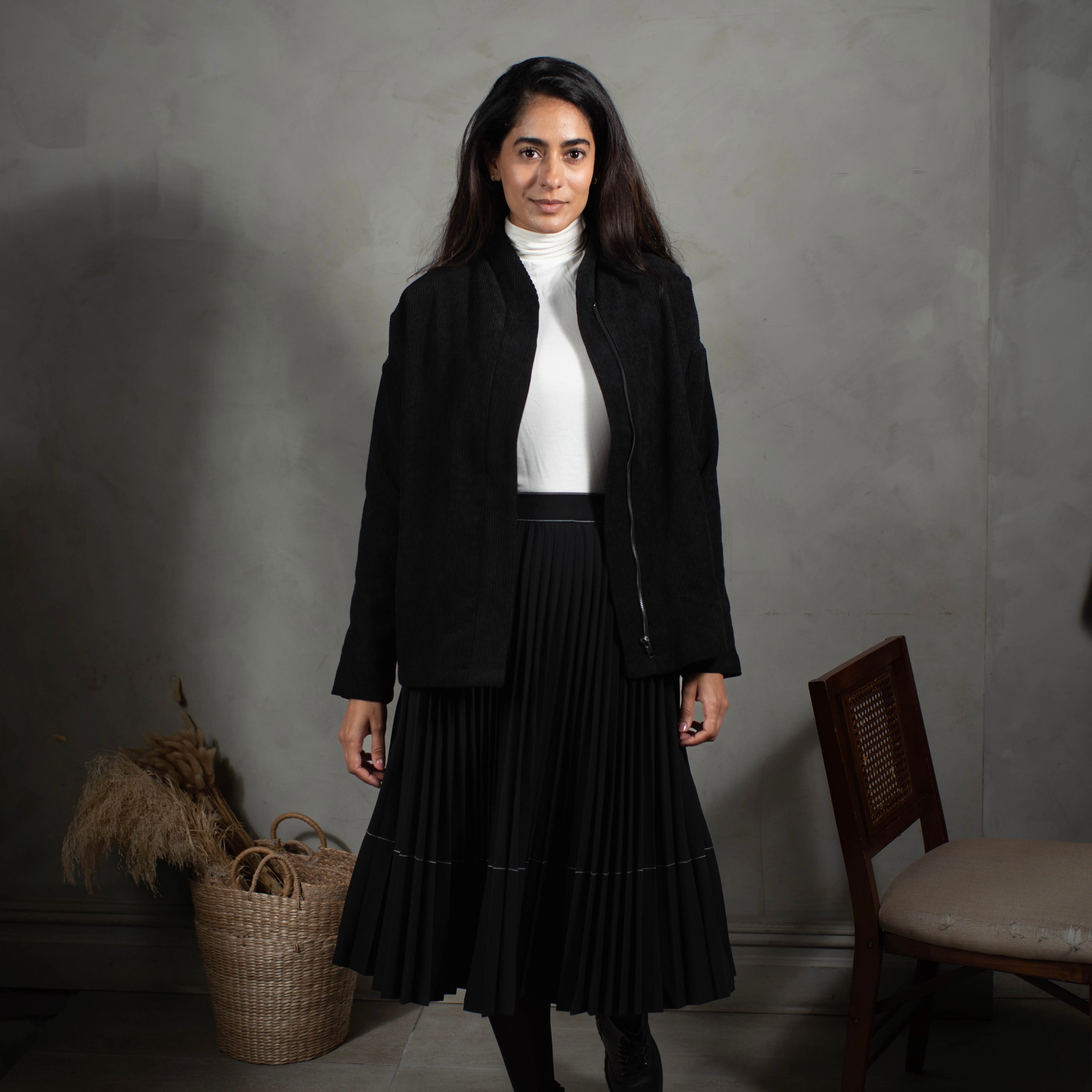 Stitched Pleated Skirt | Black [Final Sale]
