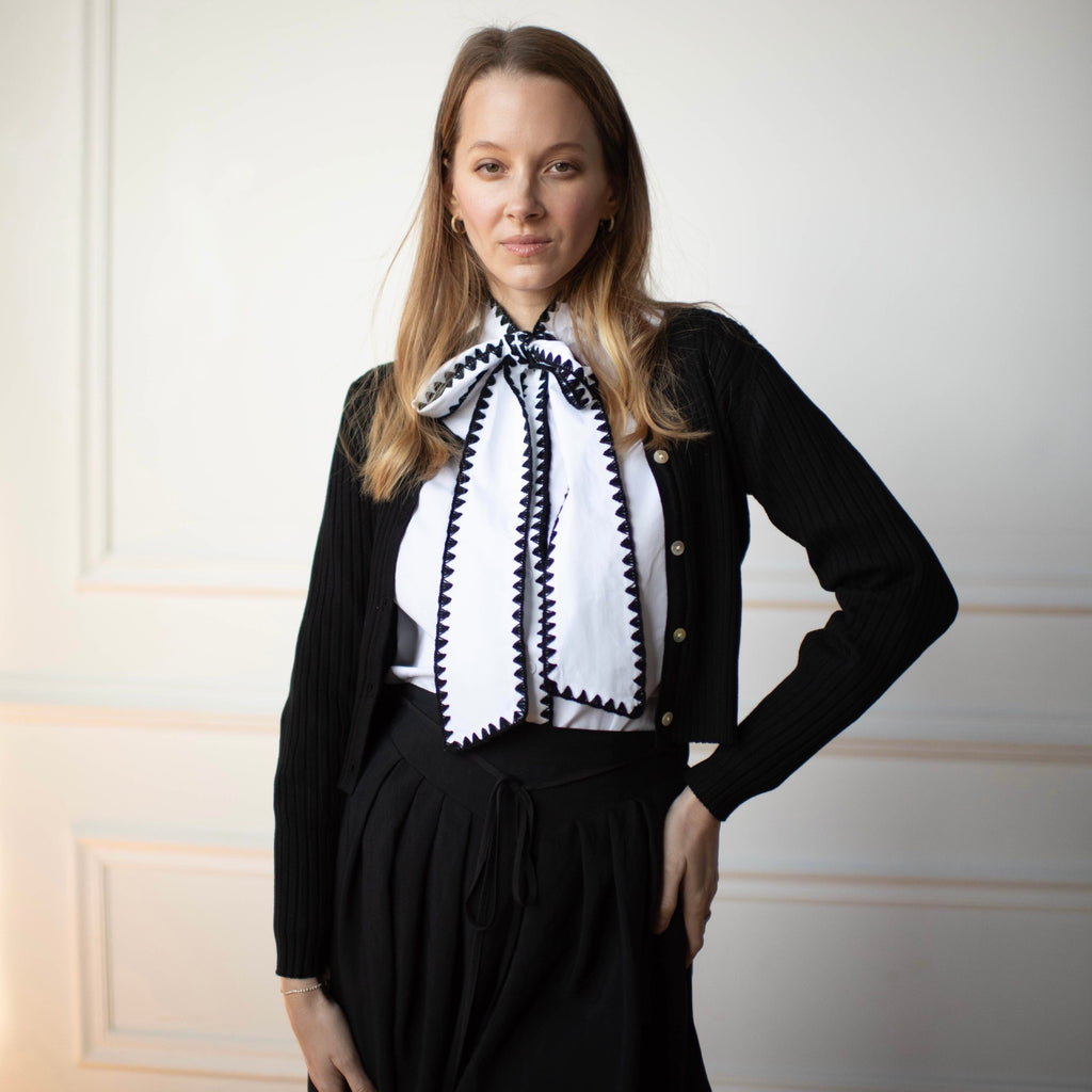 Bow Tie Blouse | Black stitching