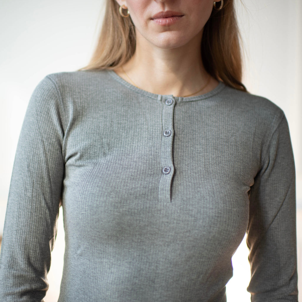 Ribbed Henley Tee | Dark Grey [Final Sale]