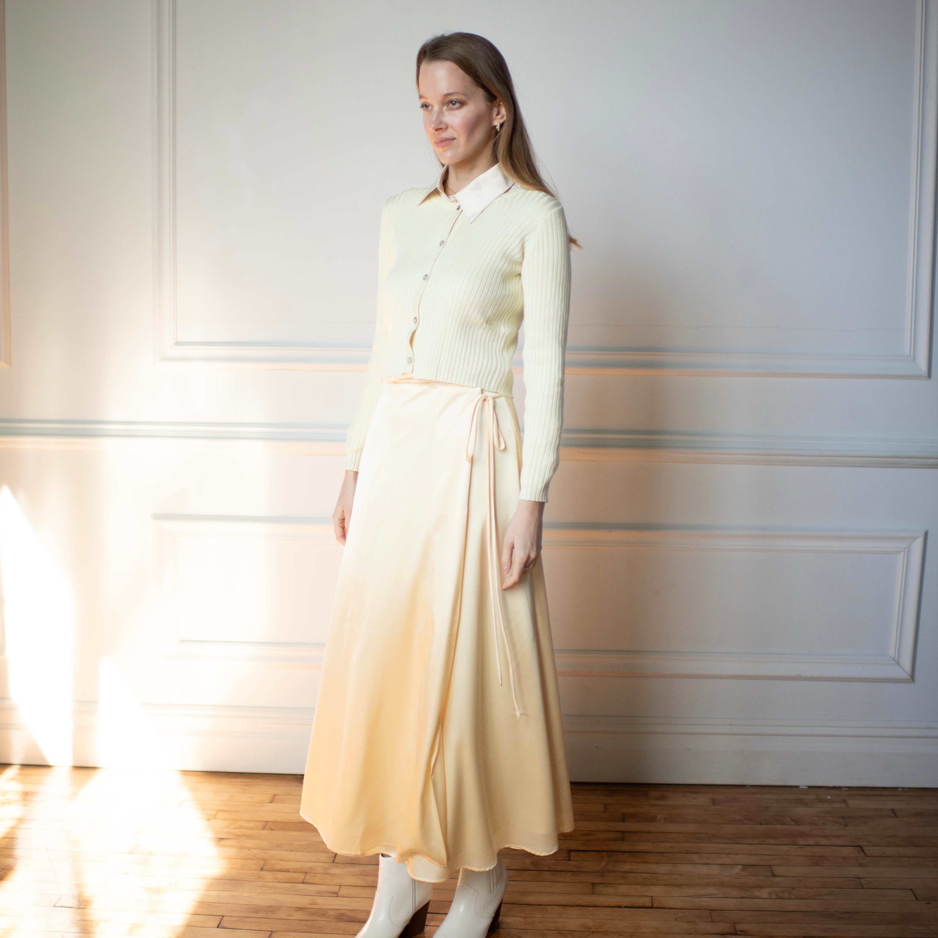Satín Wrap Skirt | Butter [Final Sale]