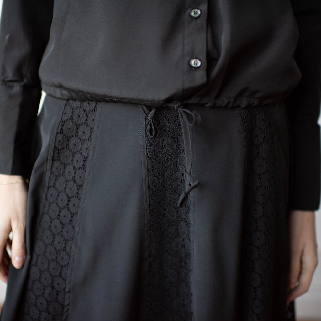 Lace Panel Skirt | Black [Final Sale]