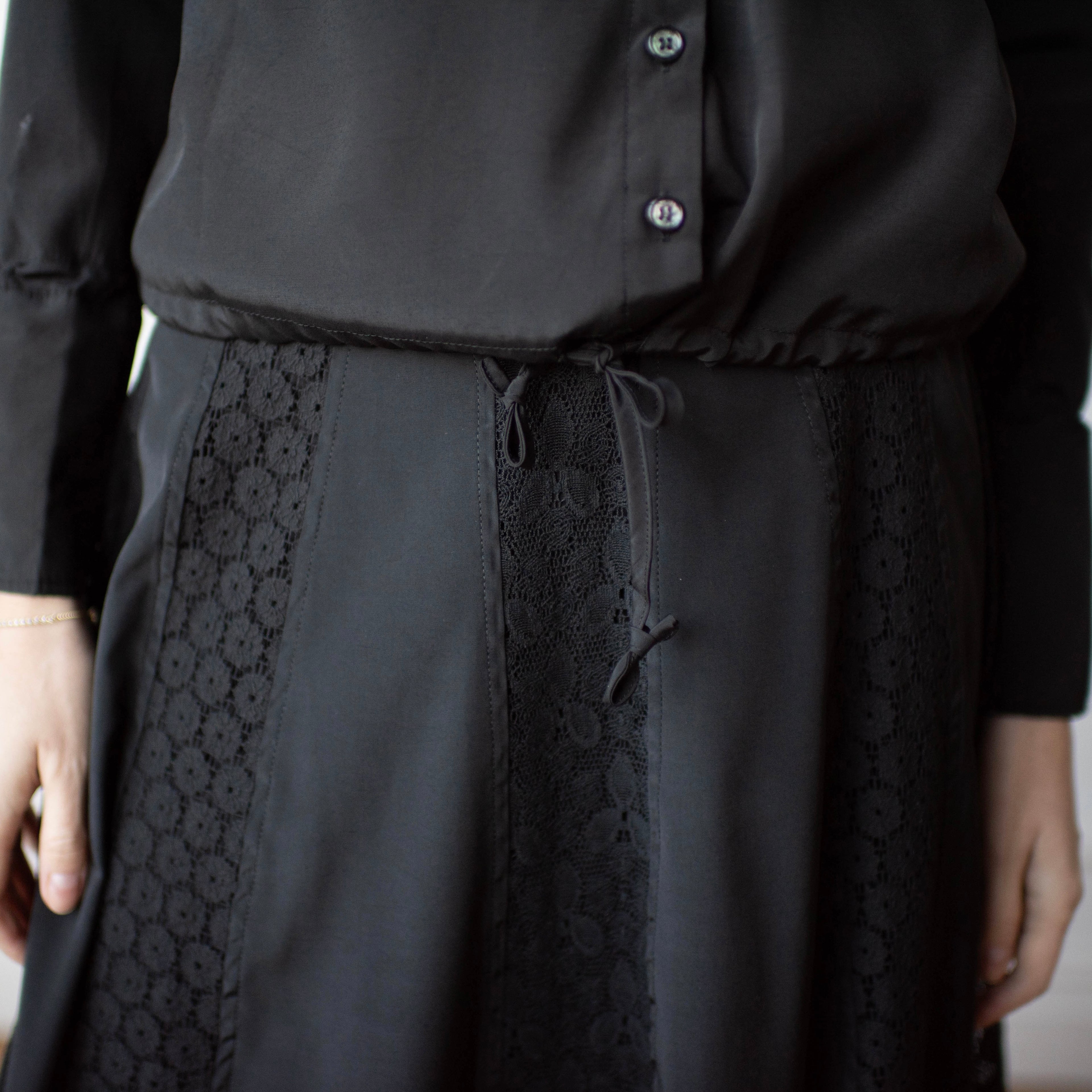 Lace Panel Skirt | Black [Final Sale]