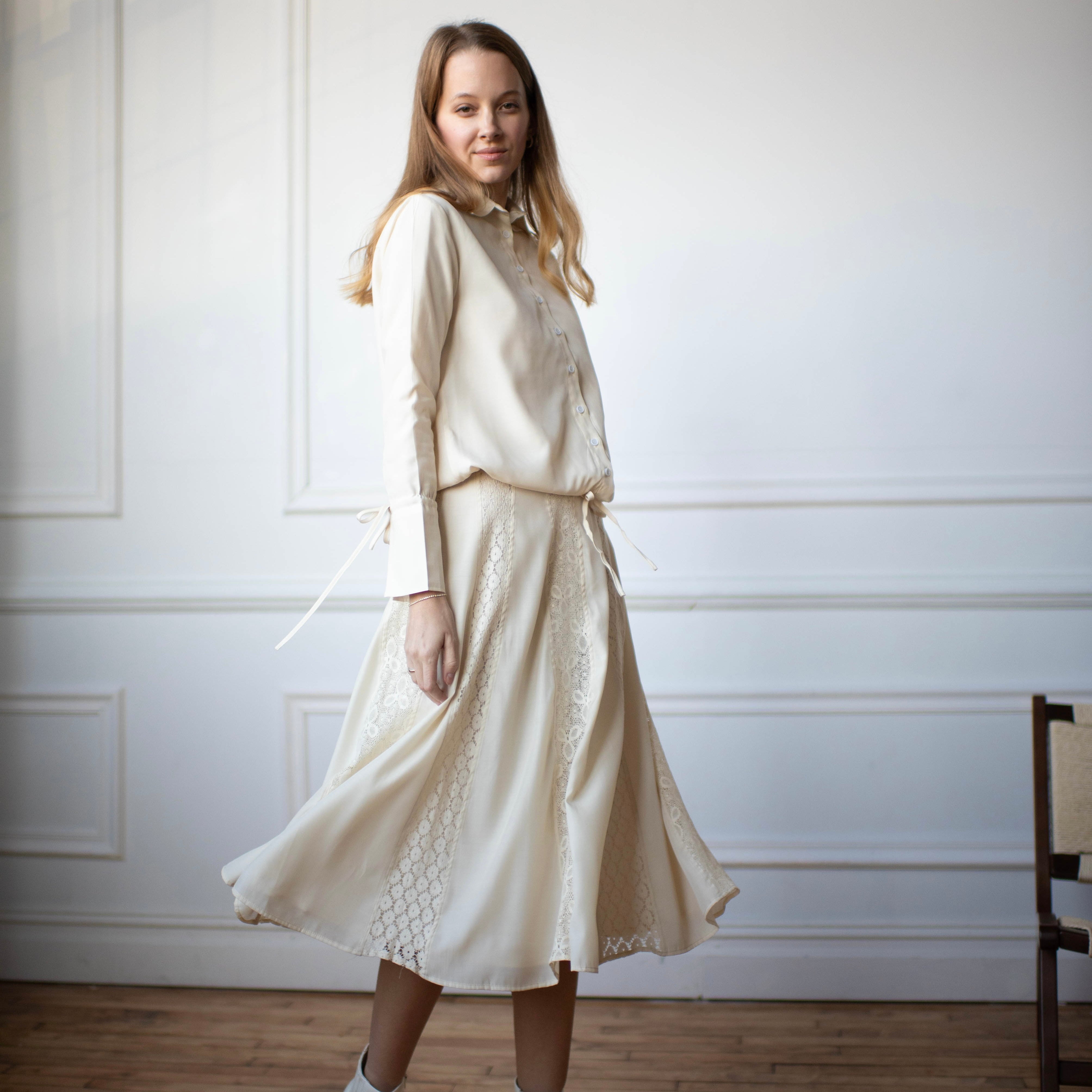Lace Panel Skirt | Cream [Final Sale] – C'Moi