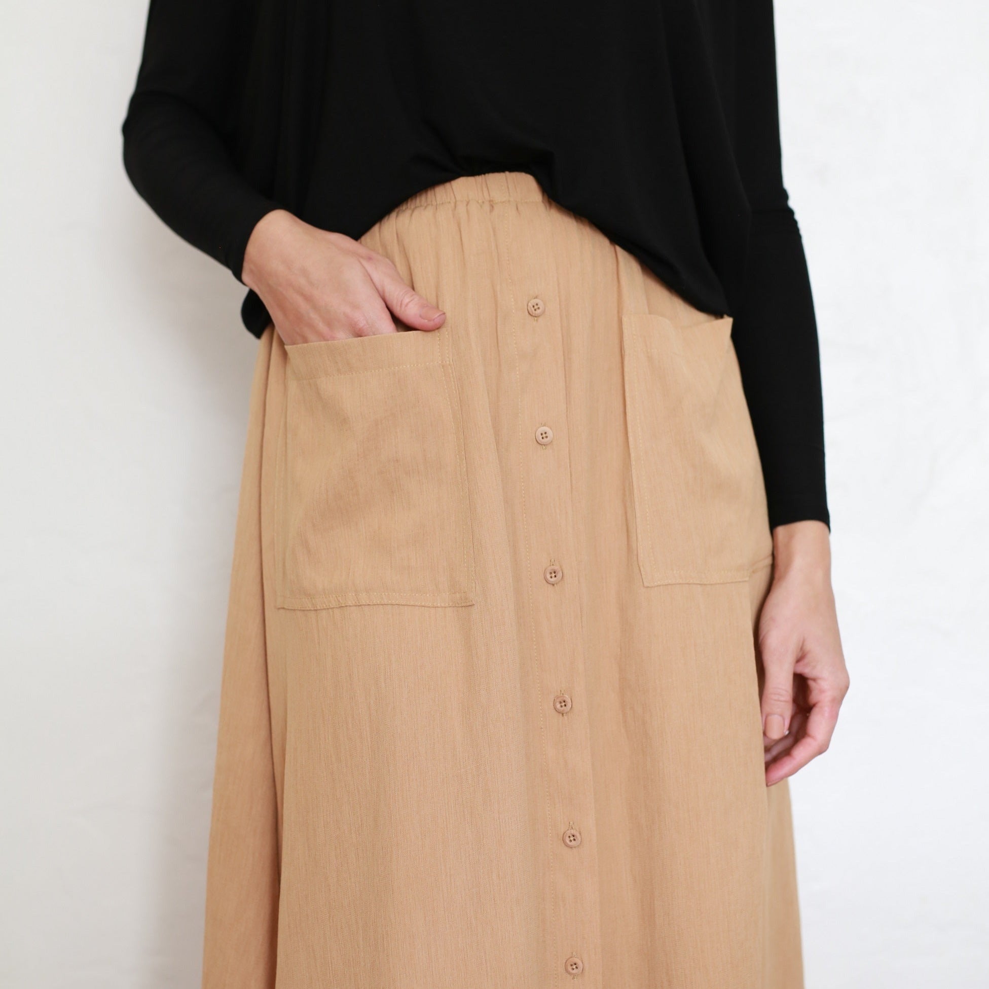 Crepe Button Down | Camel [Final Sale]