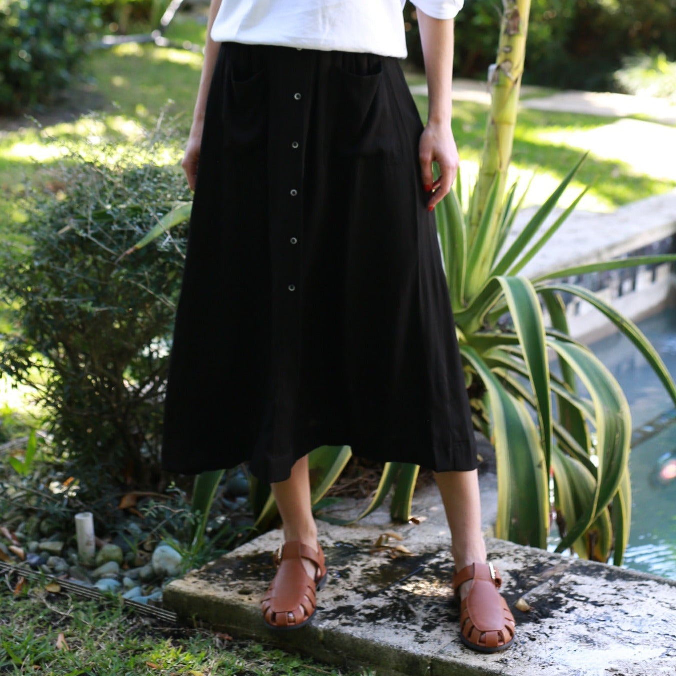 Crepe Button Down | Black