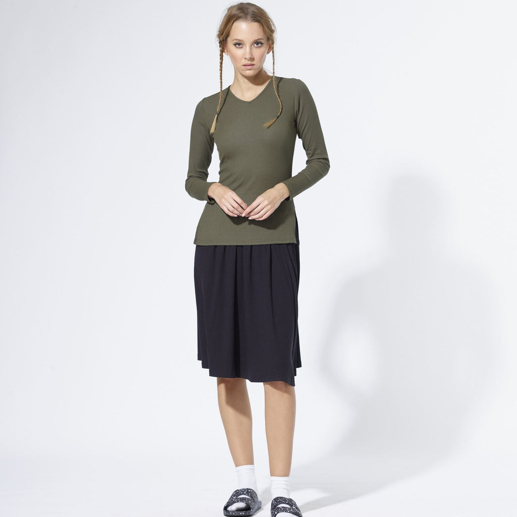 Twirl Ribbed Skirt | Black [Final Sale]