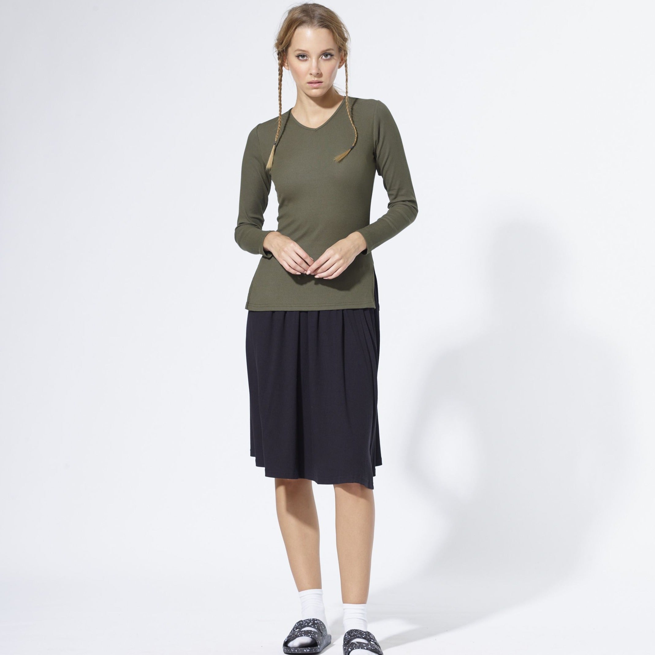 Twirl Ribbed Skirt | Black [Final Sale]