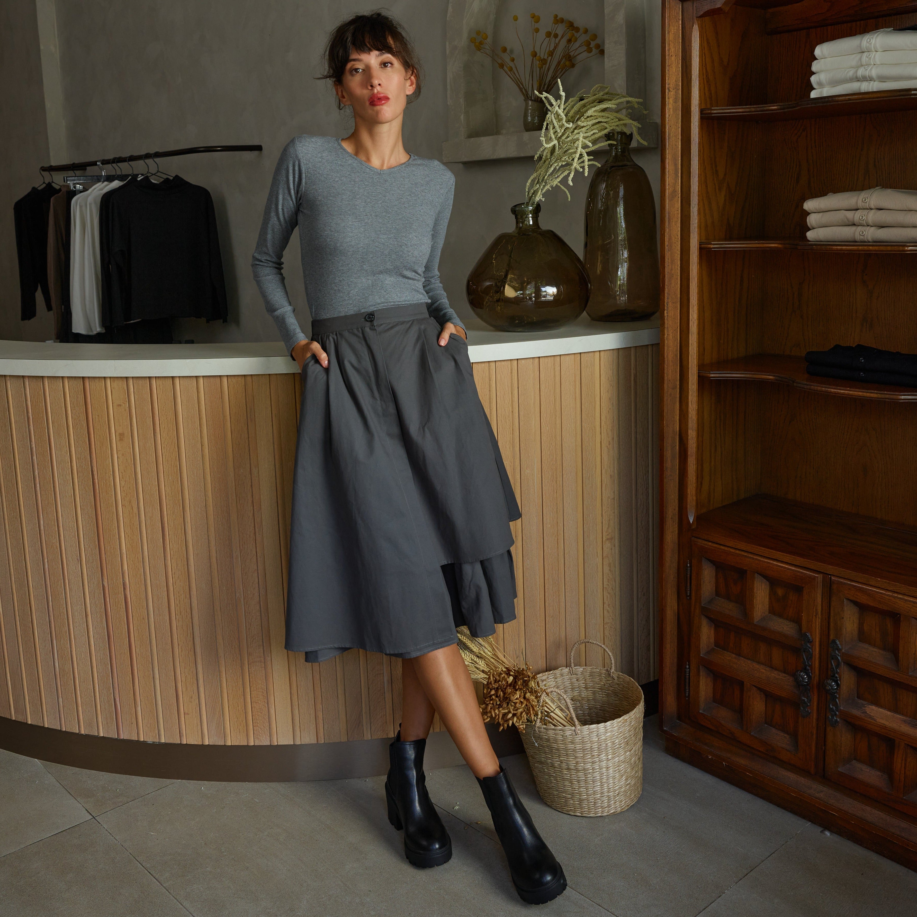 Artiste Smock Skirt | Grey  [Final Sale]