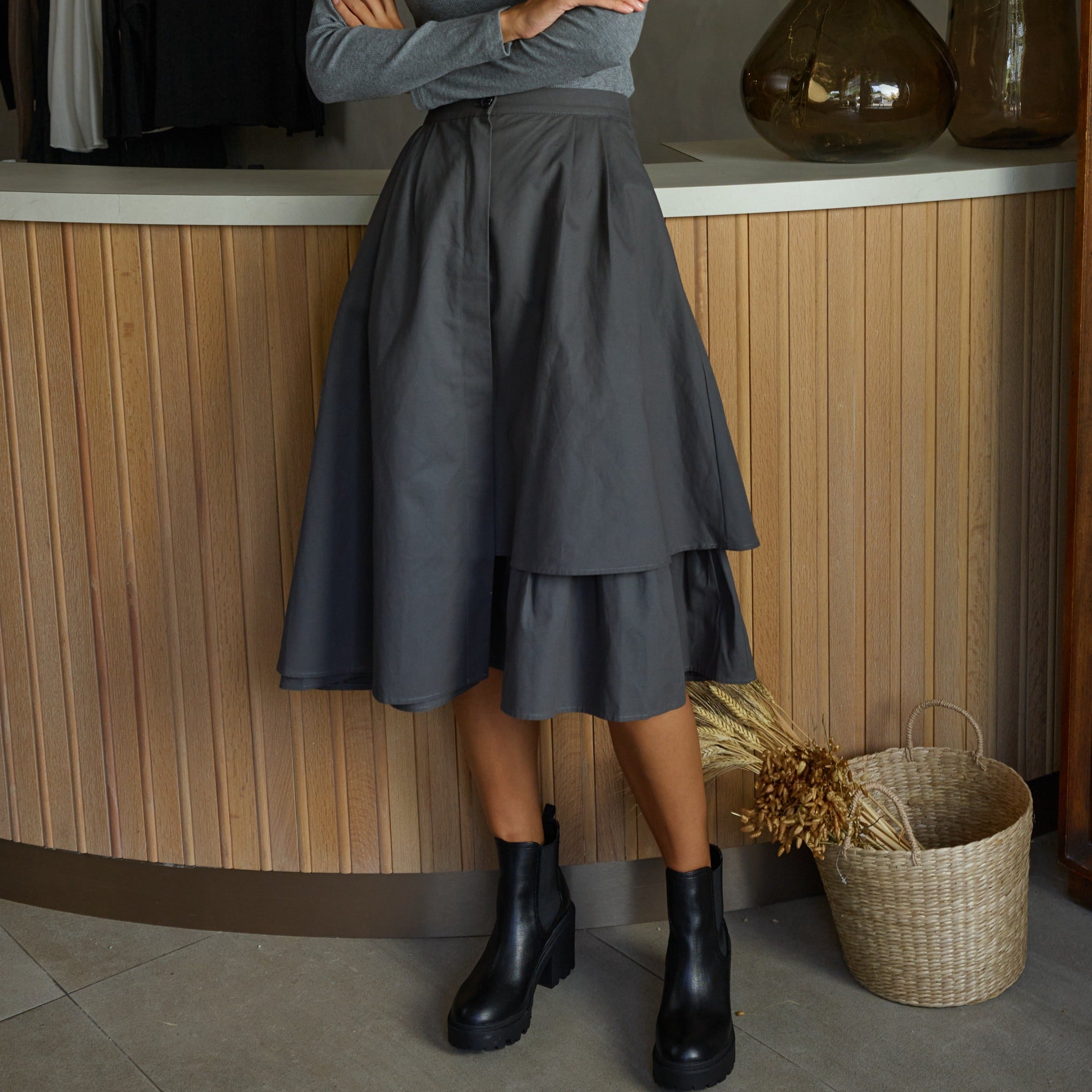 Artiste Smock Skirt | Grey  [Final Sale]