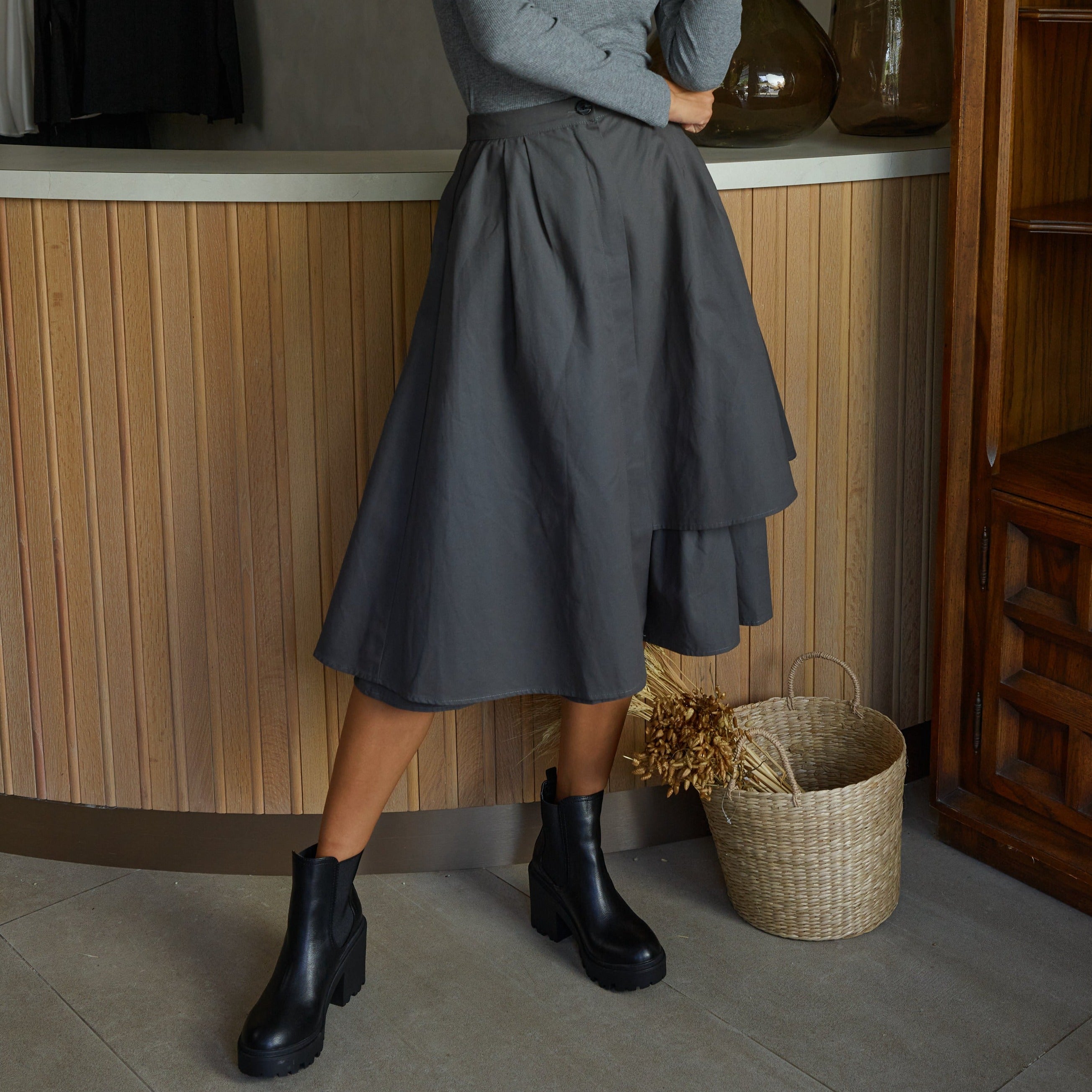 Artiste Smock Skirt | Grey  [Final Sale]