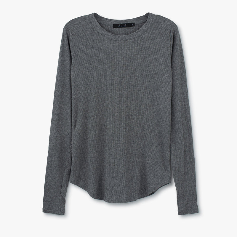 Ribbed Crewneck Tee | Charcoal [Final Sale]