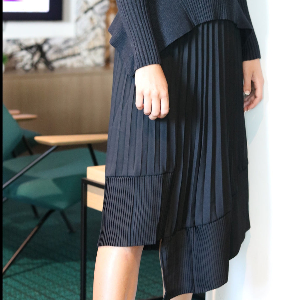 Asymmetrical Accordion Skirt| Black  [Final Sale]