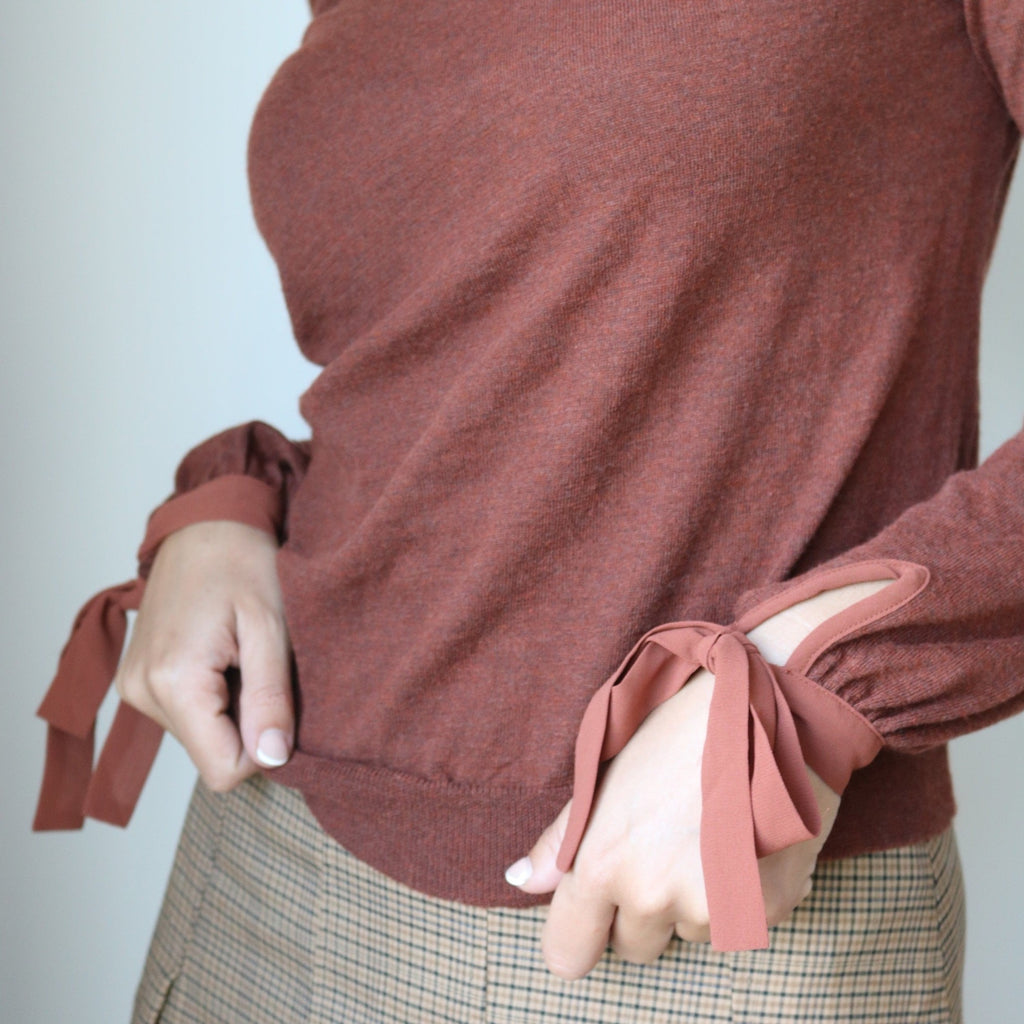 Abby Tie Wrist Sweater | Rust  [Final Sale]