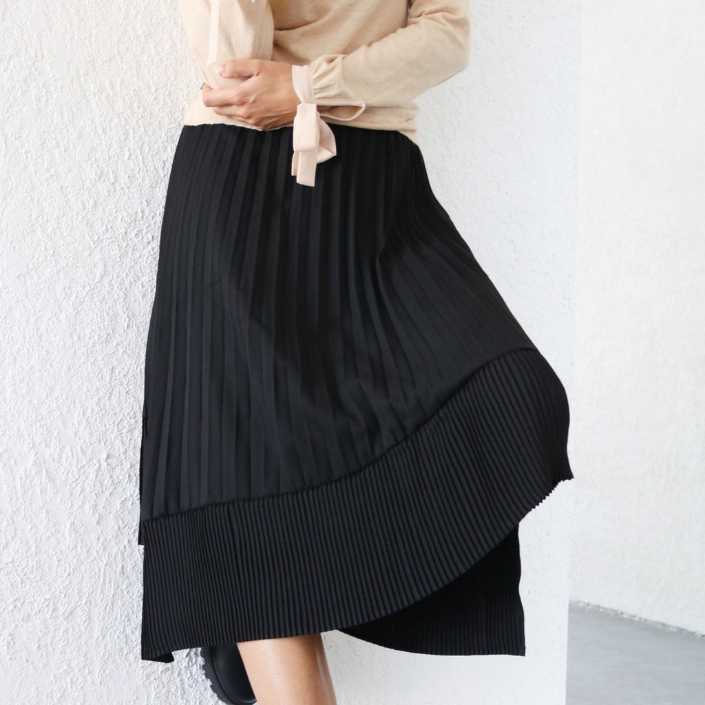 Asymmetrical Accordion Skirt| Black  [Final Sale]