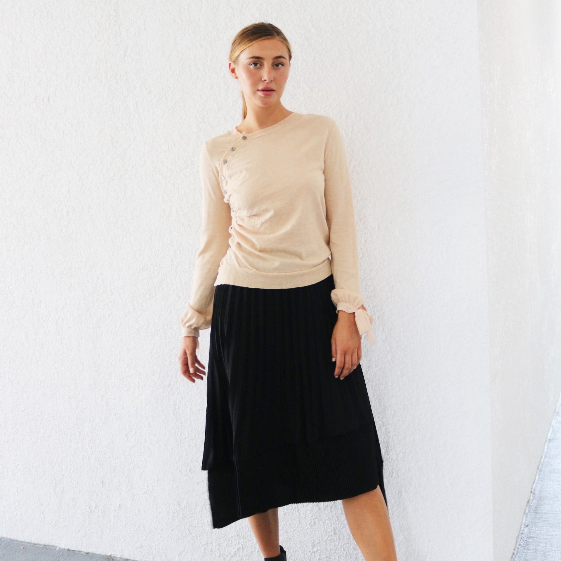 Asymmetrical Accordion Skirt| Black  [Final Sale]