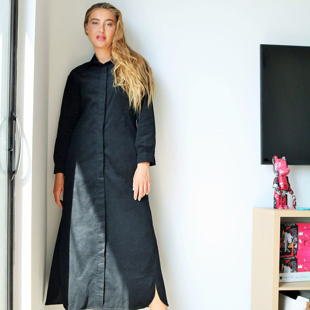 Lux Corduroy Dress | Black  [Final Sale]