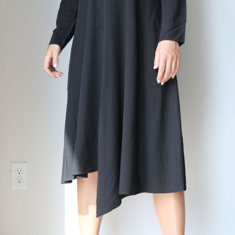 Cowl Turtleneck Dress | Black  [Final Sale]