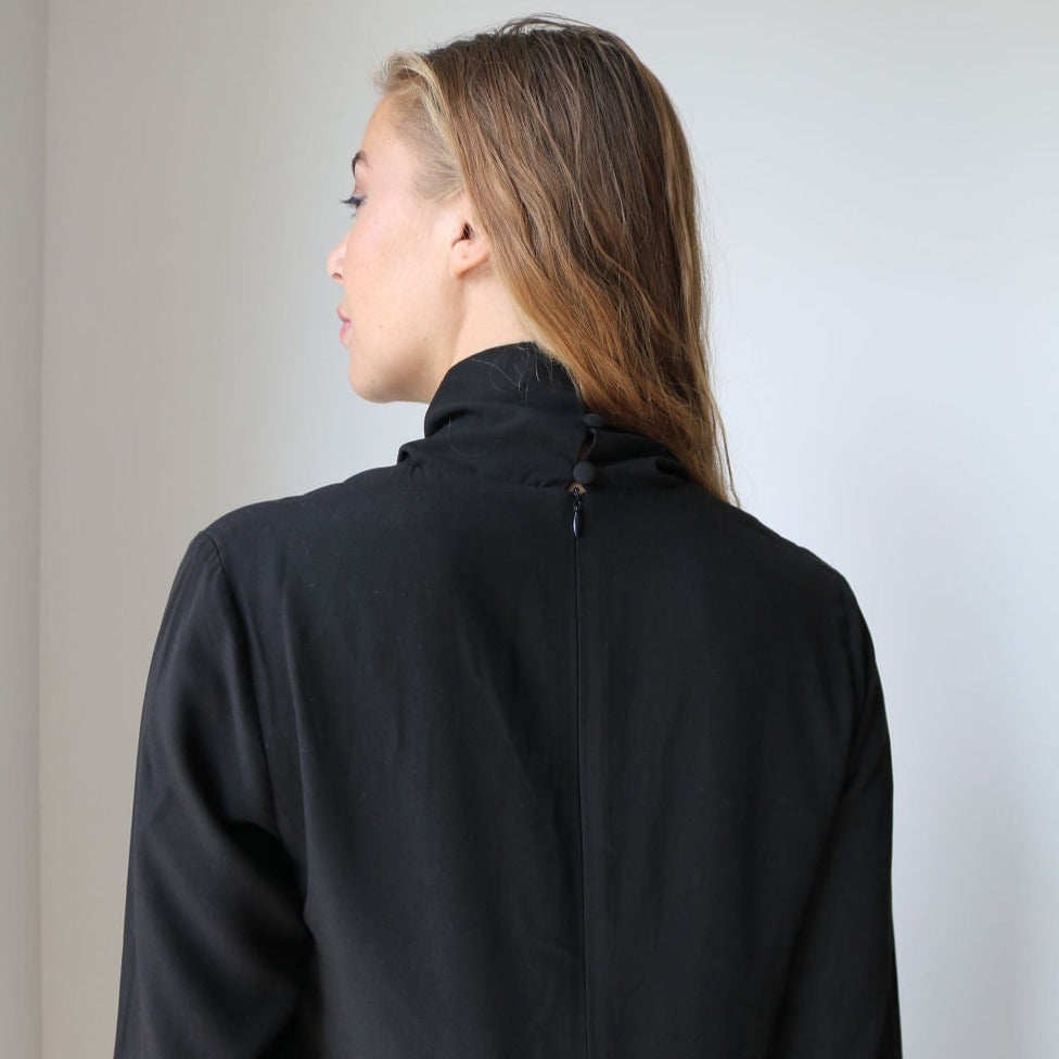 Cowl Turtleneck Dress | Black  [Final Sale]