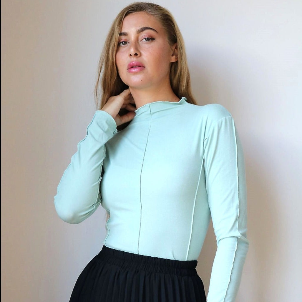 Seamed Funnel Tee | Mint  [Final Sale]