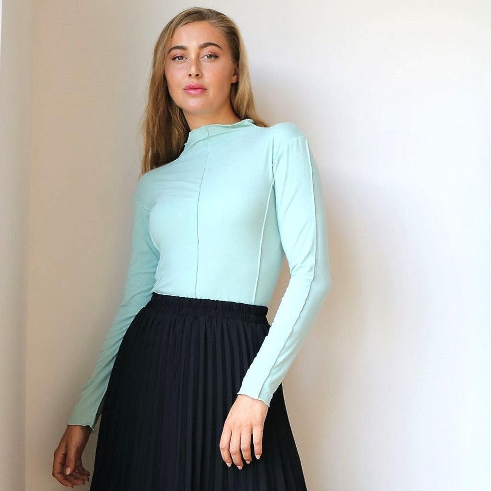 Seamed Funnel Tee | Mint  [Final Sale]