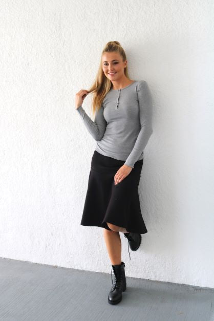Ribbed Henley Tee | Dark Grey [Final Sale]