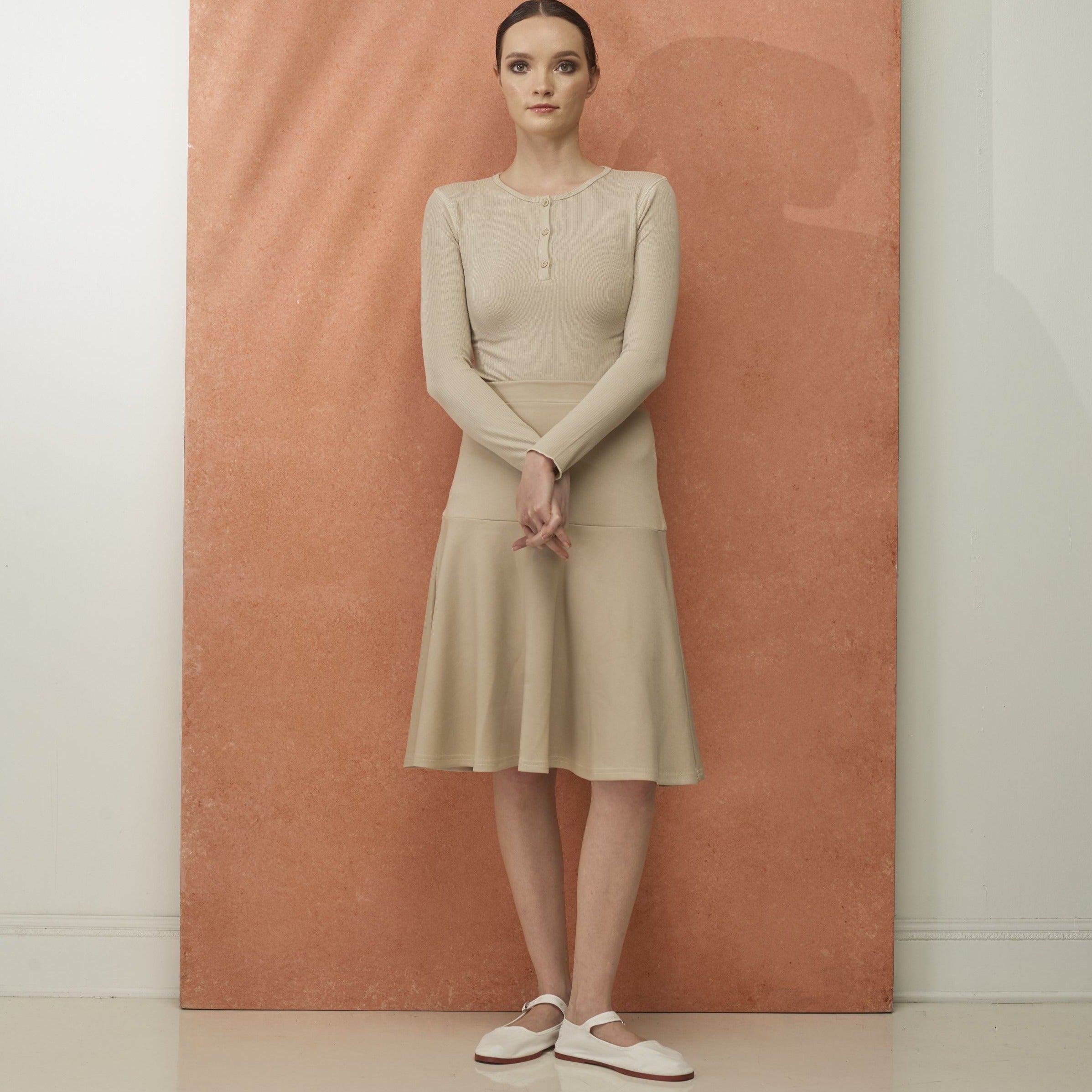 Drop Waist Skirt | Tan [Final Sale]