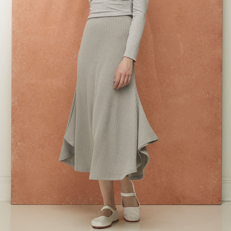Ribbed Wing Skirt | Grey [Final Sale]