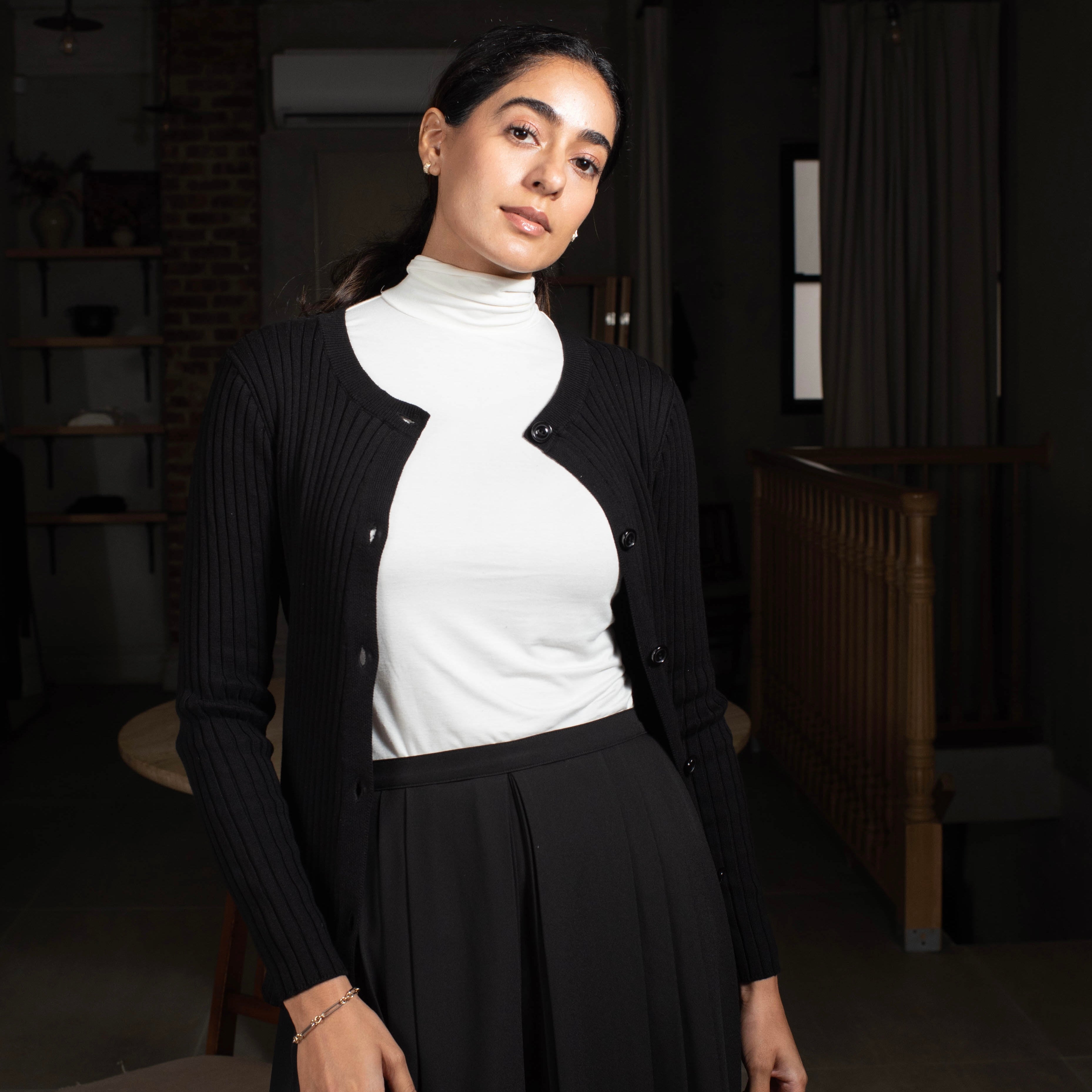 Pleated Panel Skirt | Black [Final Sale]