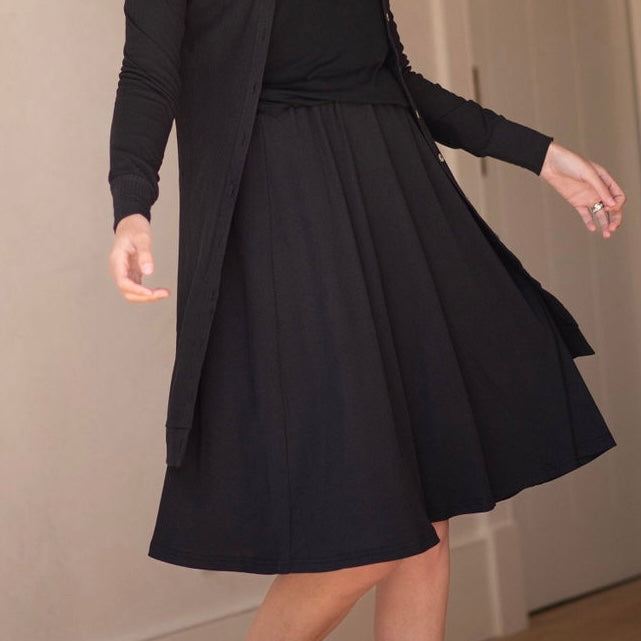Twirl Ribbed Skirt | Black [Final Sale]