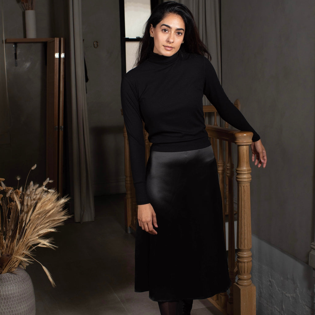Satin Sweater Dress | Black [Final Sale]
