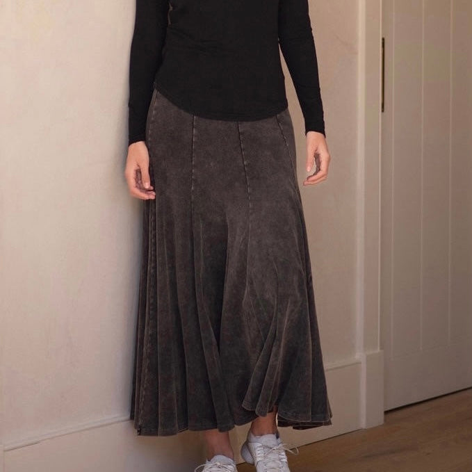 Acid Washed Panel Skirt | Black [Final Sale]