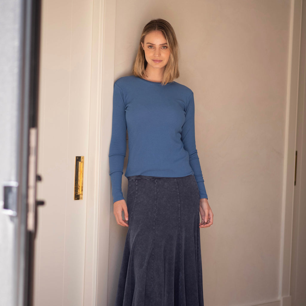 Ribbed Crewneck Tee | Periwinkle