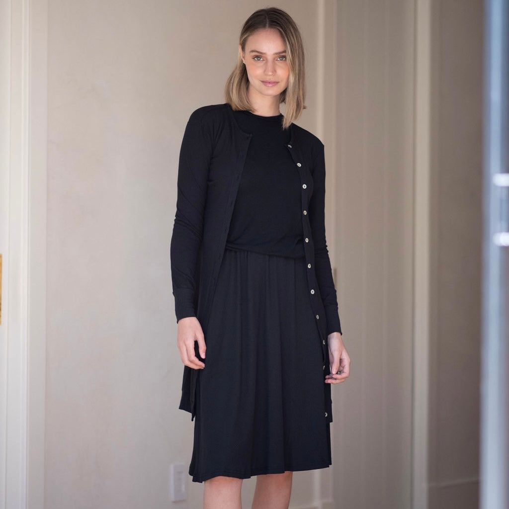 Twirl Ribbed Skirt | Black [Final Sale]