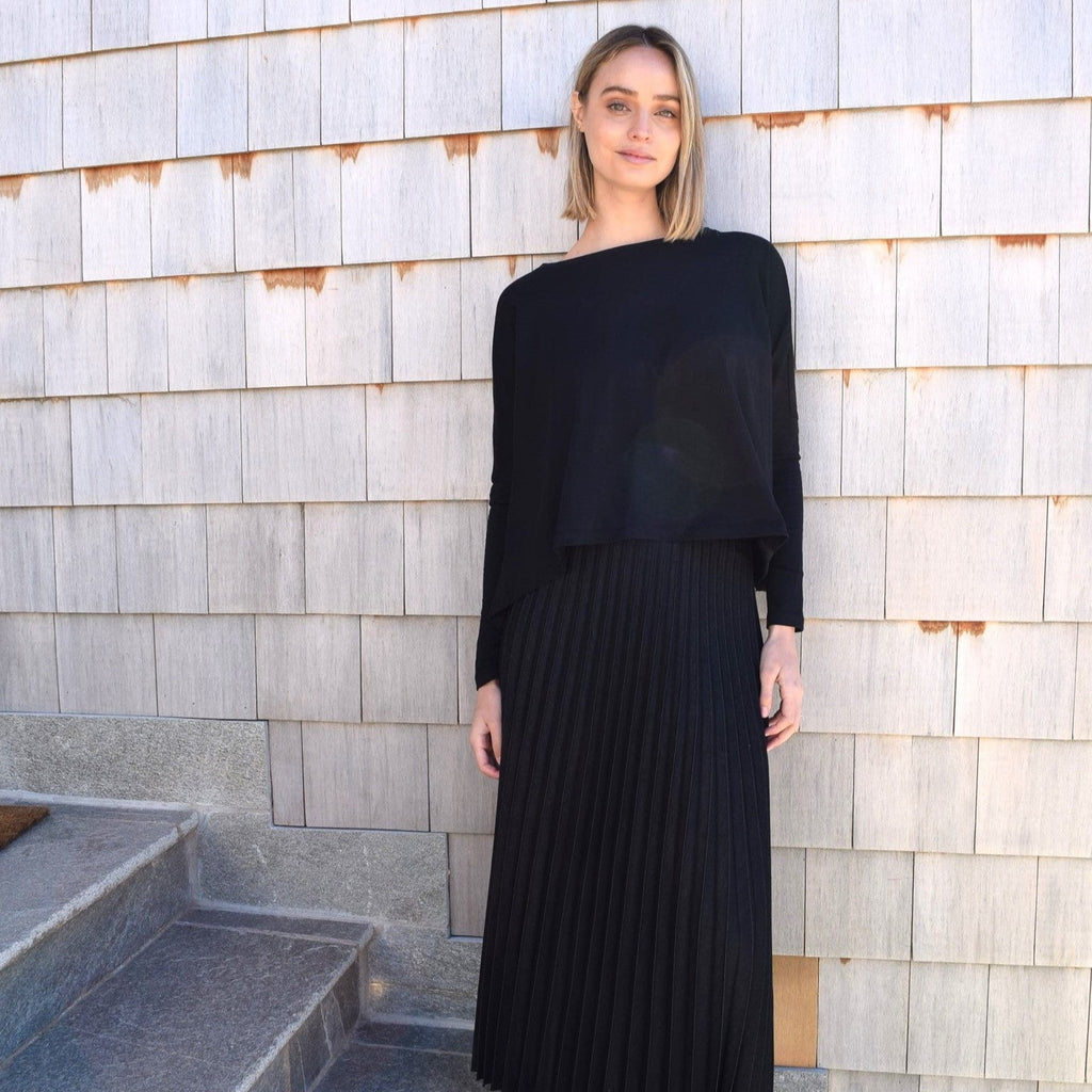 Pleated Denim Maxi | Black