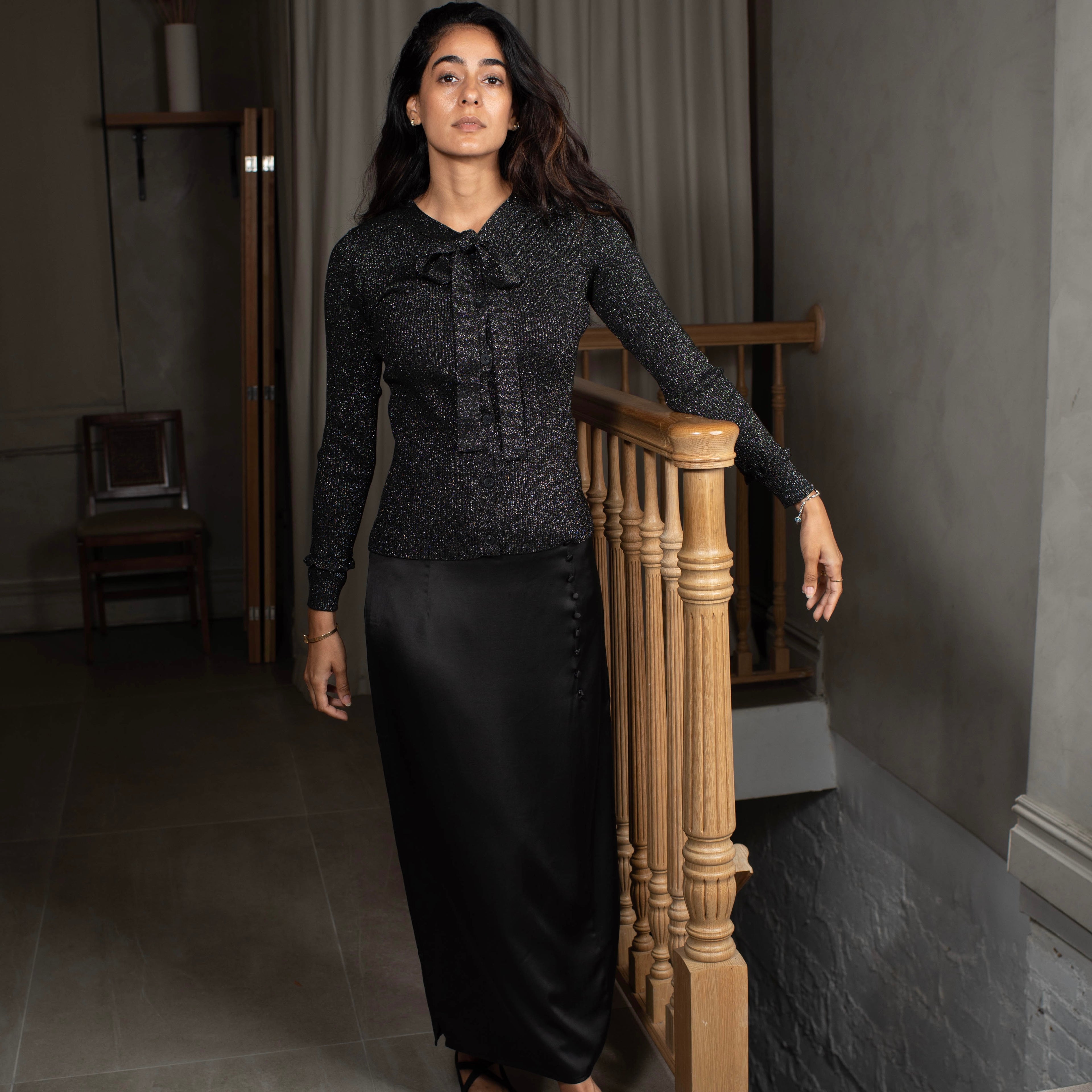 Accented Satin Skirt | Black [Final Sale]