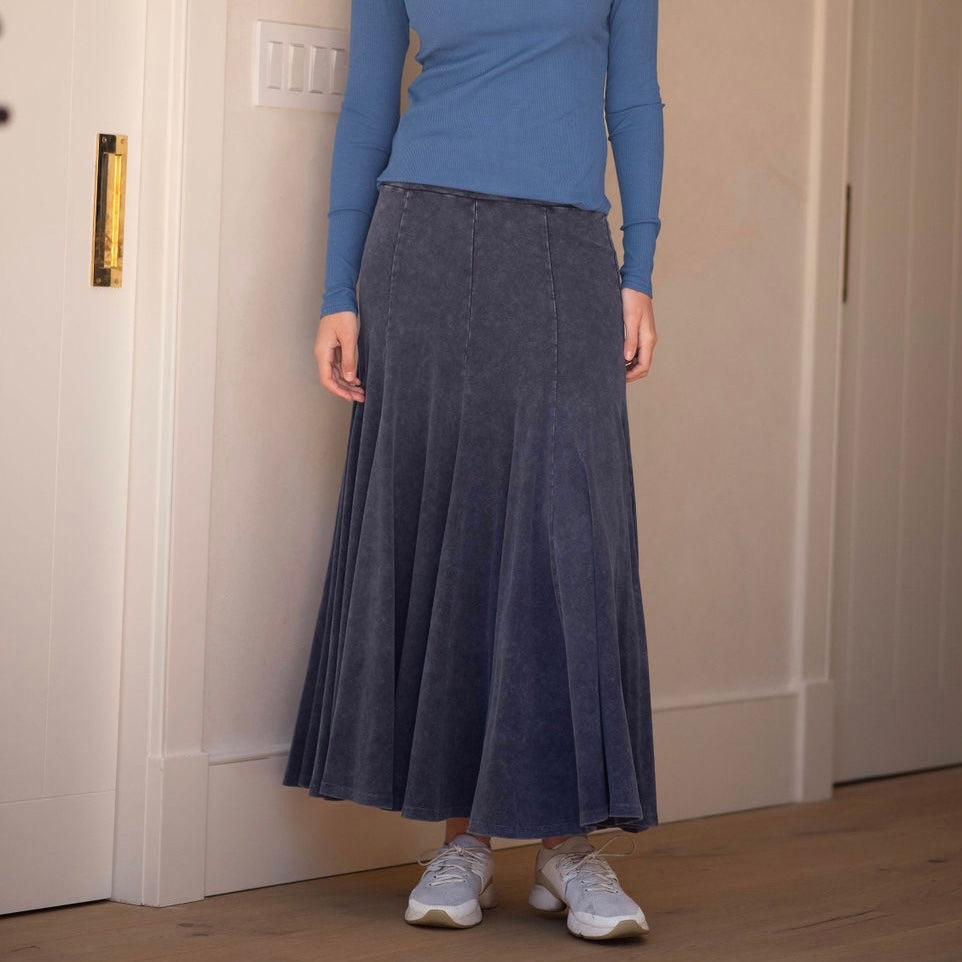 Acid Washed Panel Skirt | Blue [Final Sale]