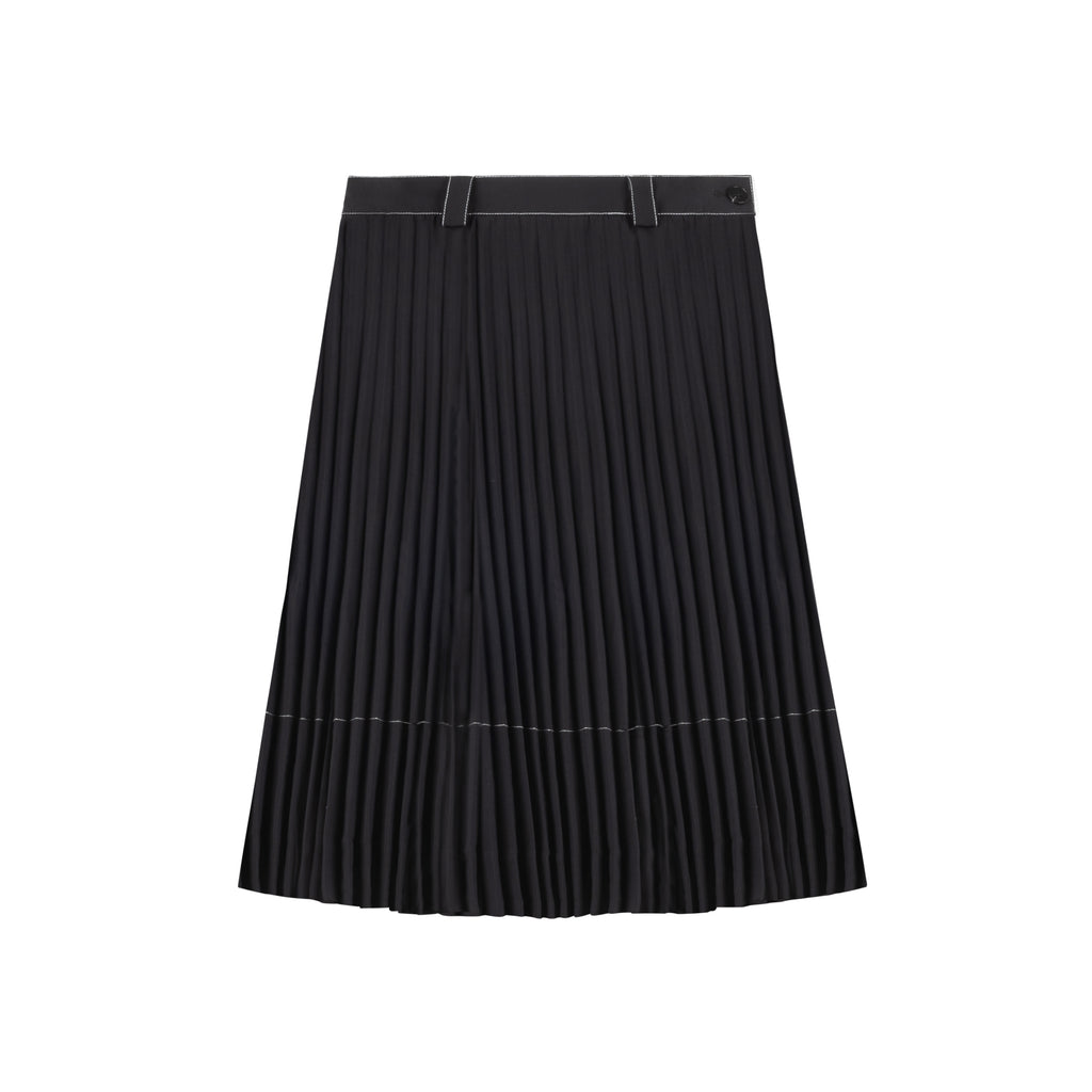 Stitched Pleated Skirt | Black