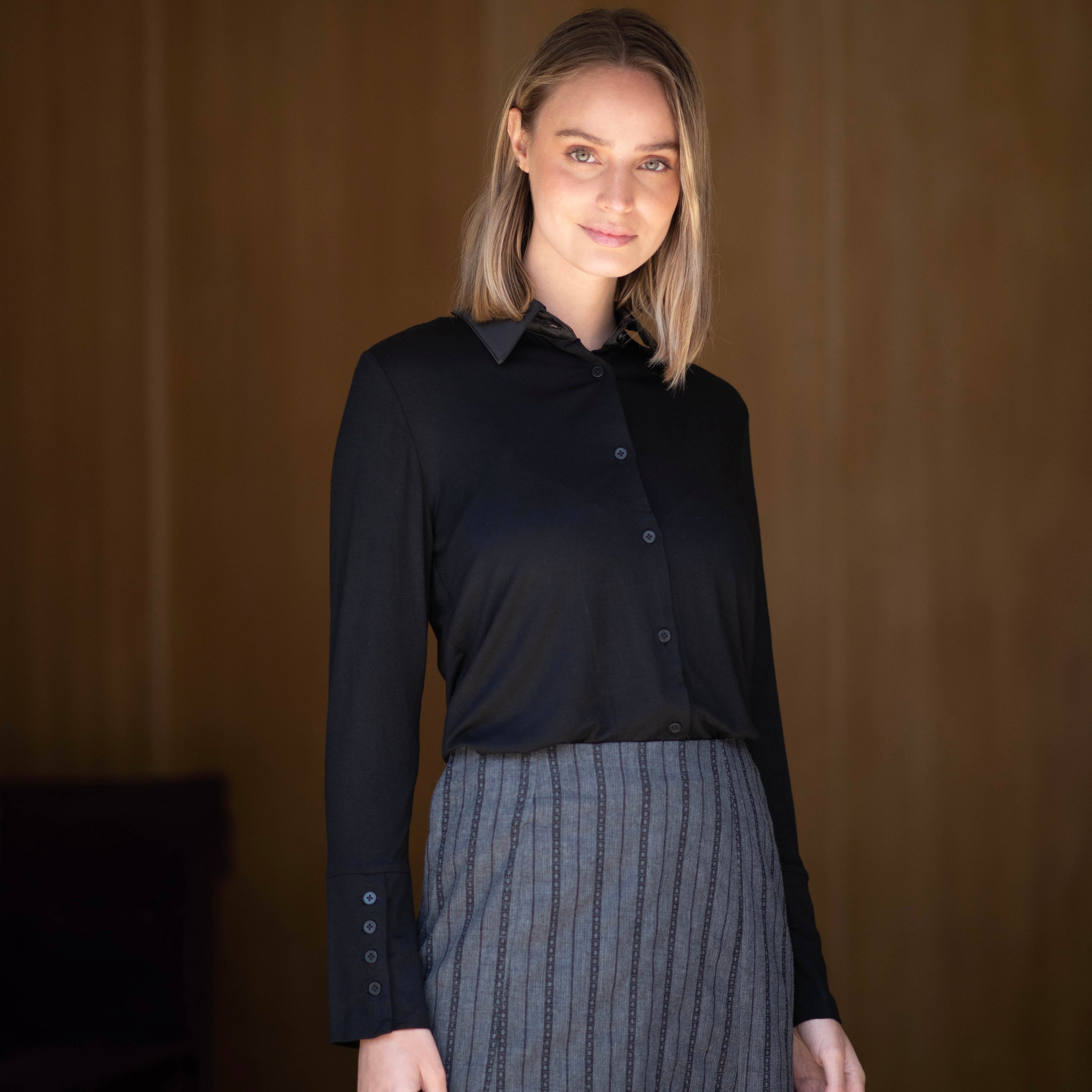 Detailed Chambray Skirt | Black [Final Sale]