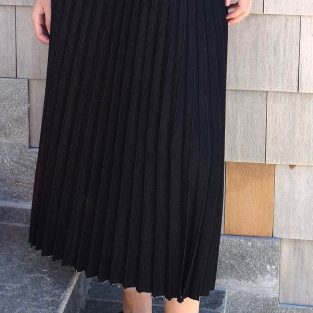 Pleated Denim Maxi | Black