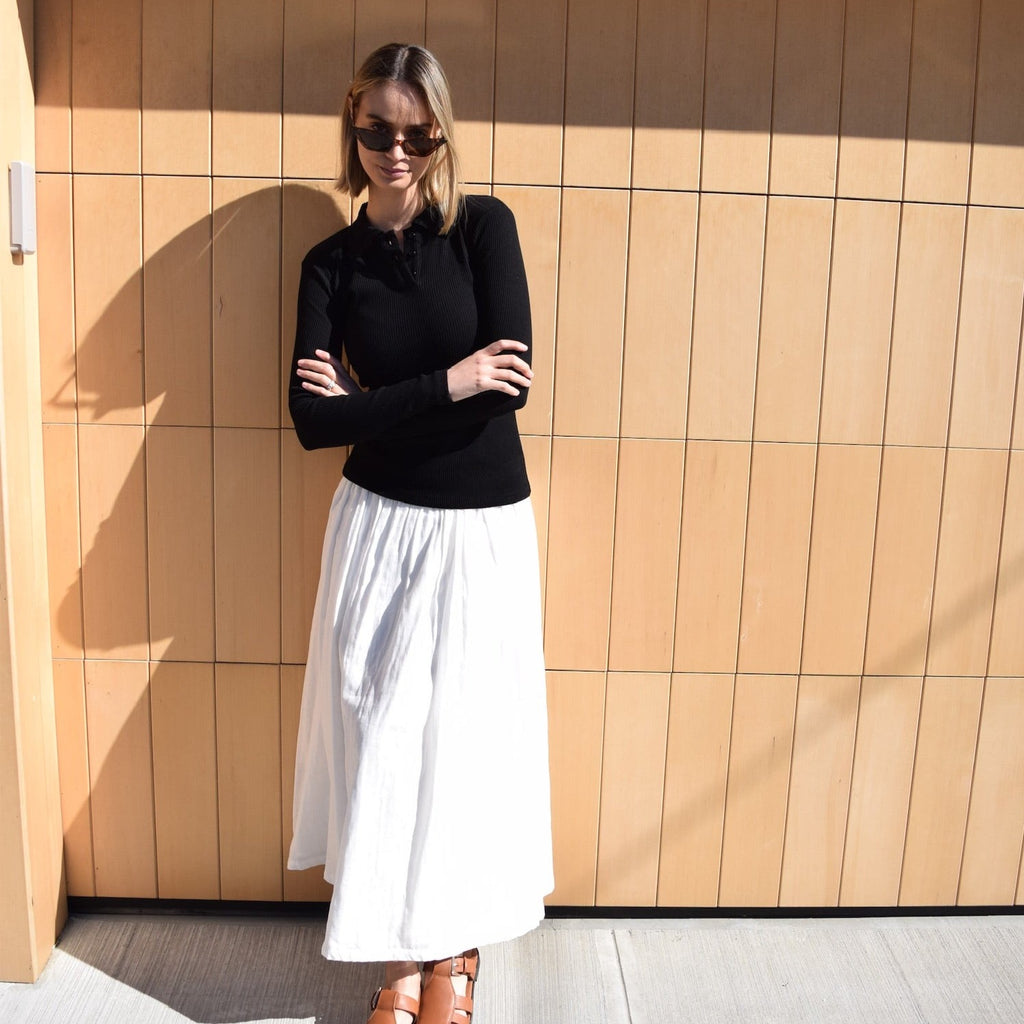 Yoke Linen Maxi | White [Final Sale]