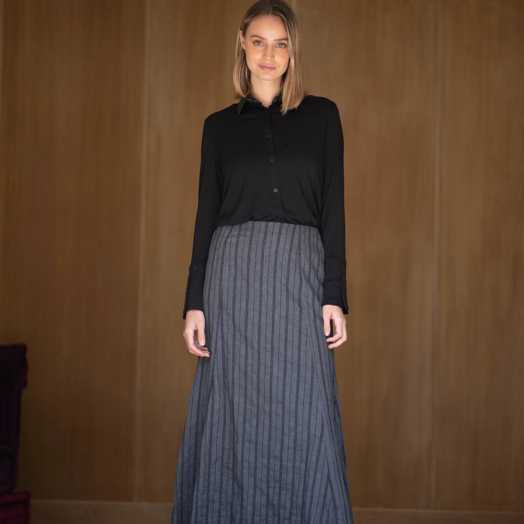 Detailed Chambray Skirt | Black [Final Sale]