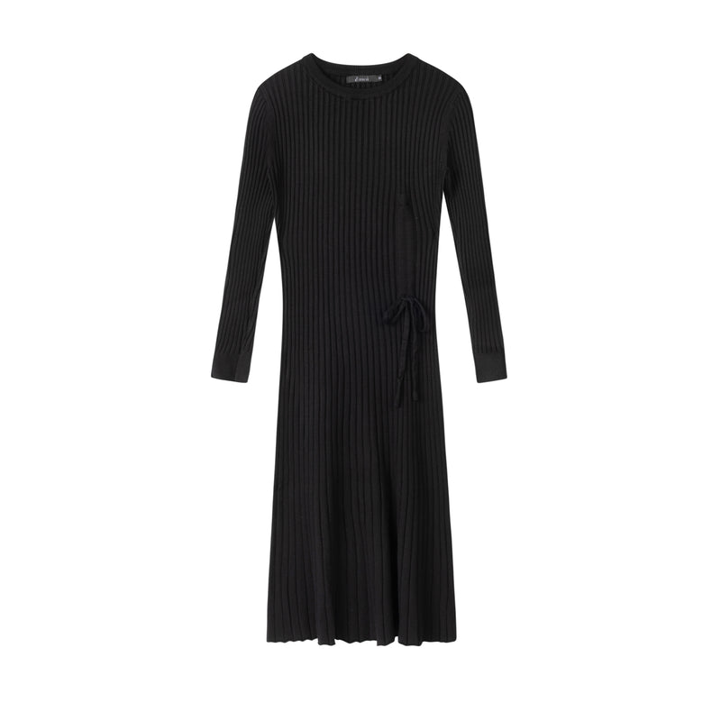 Ribbed Ruched Dress | Black