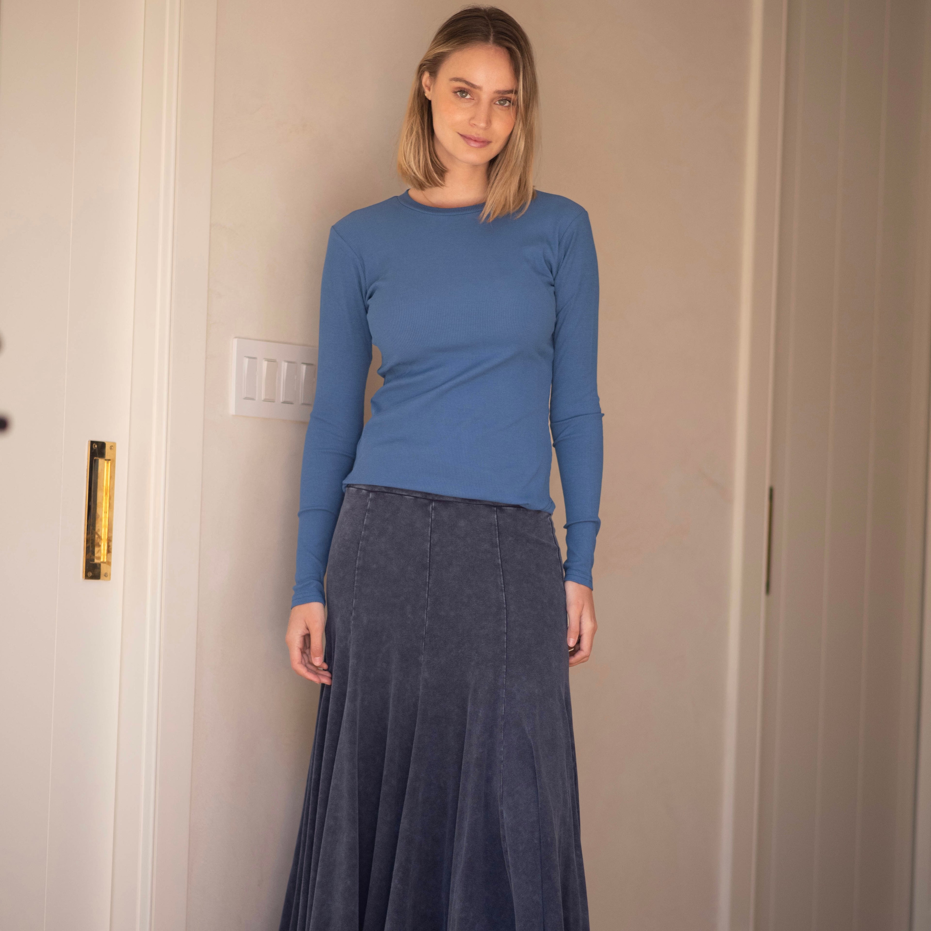 Ribbed Crewneck Tee | Periwinkle