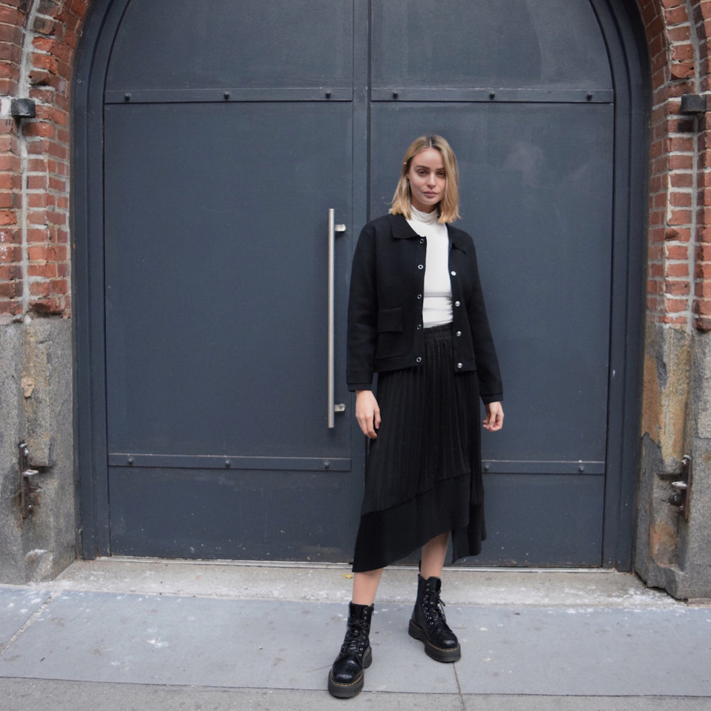 Asymmetrical Accordion Skirt| Black  [Final Sale]