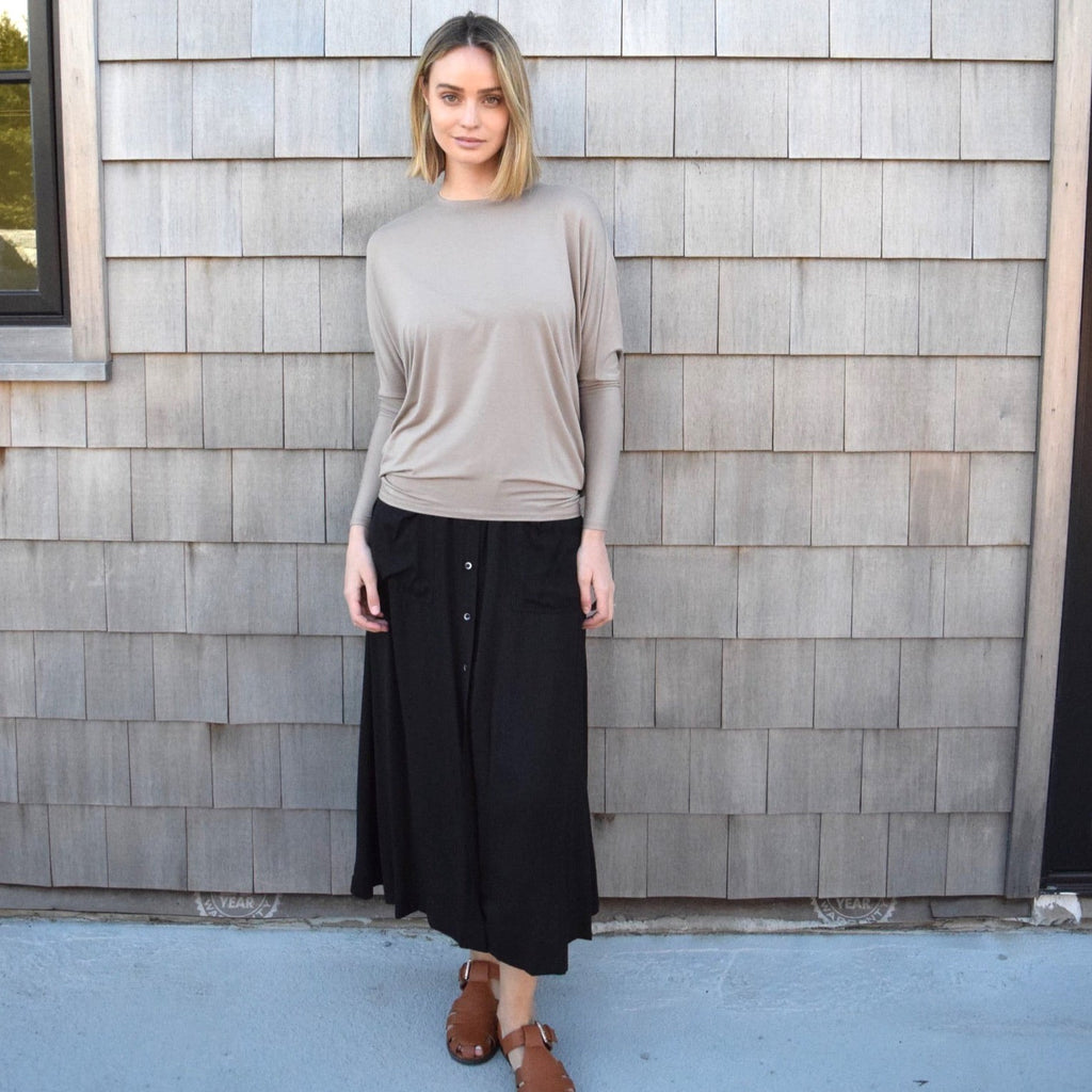 Crepe Button Down | Black