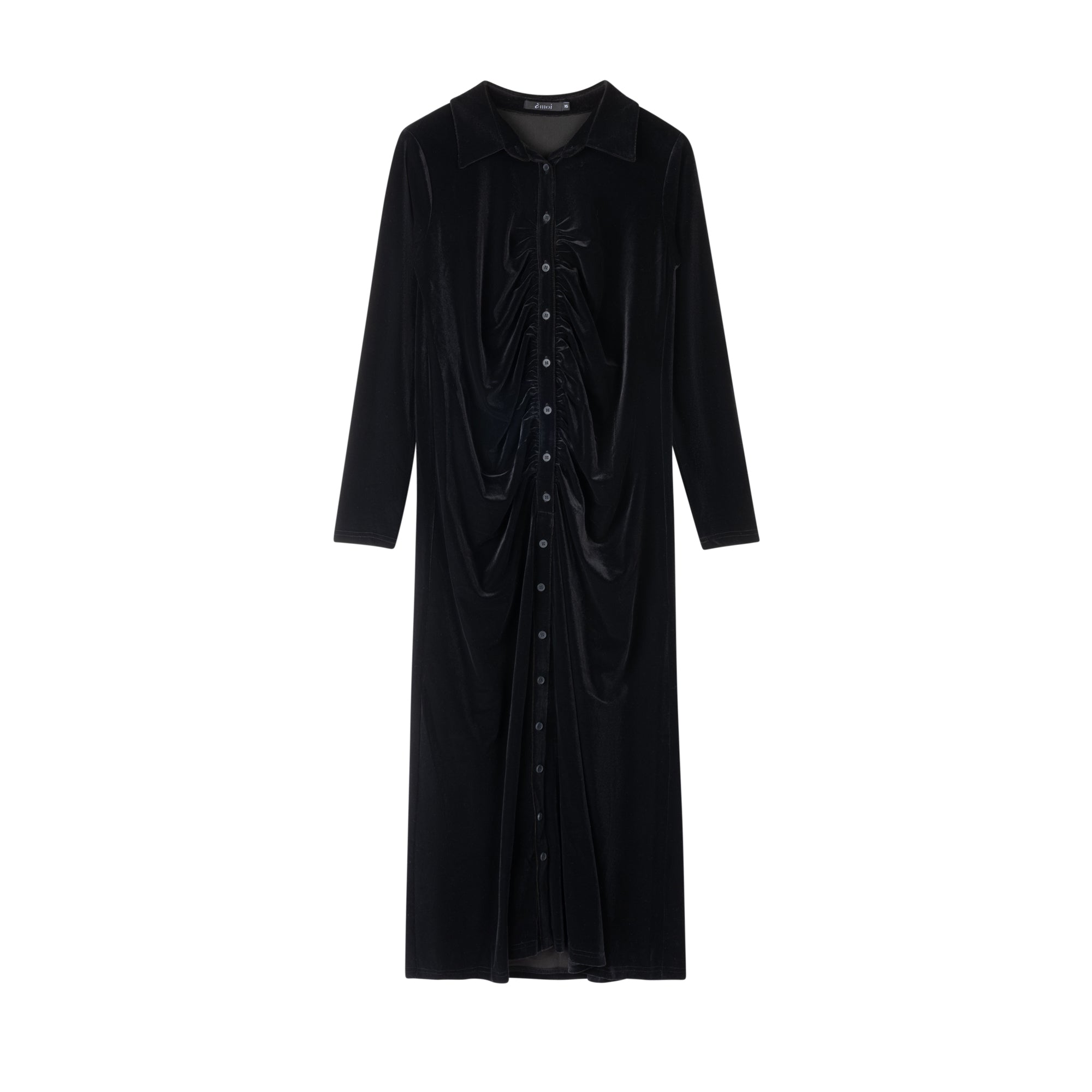 Velour Ruched Dress | Black [Final Sale]