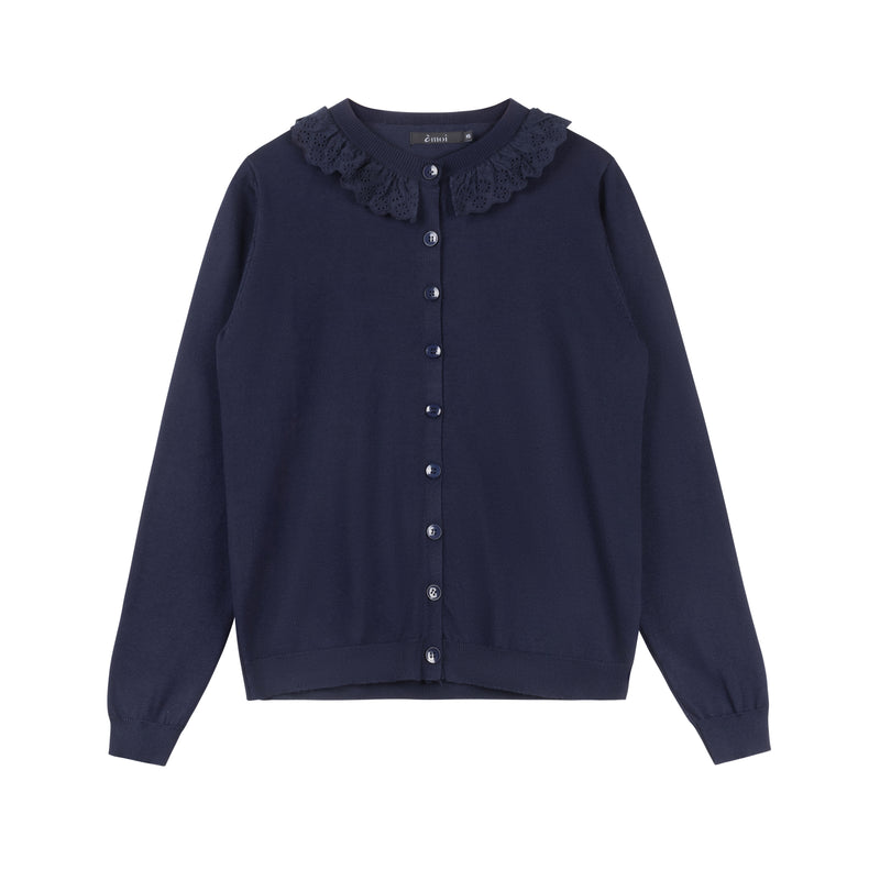 Collared Eyelet Sweater | Navy [Final Sale]