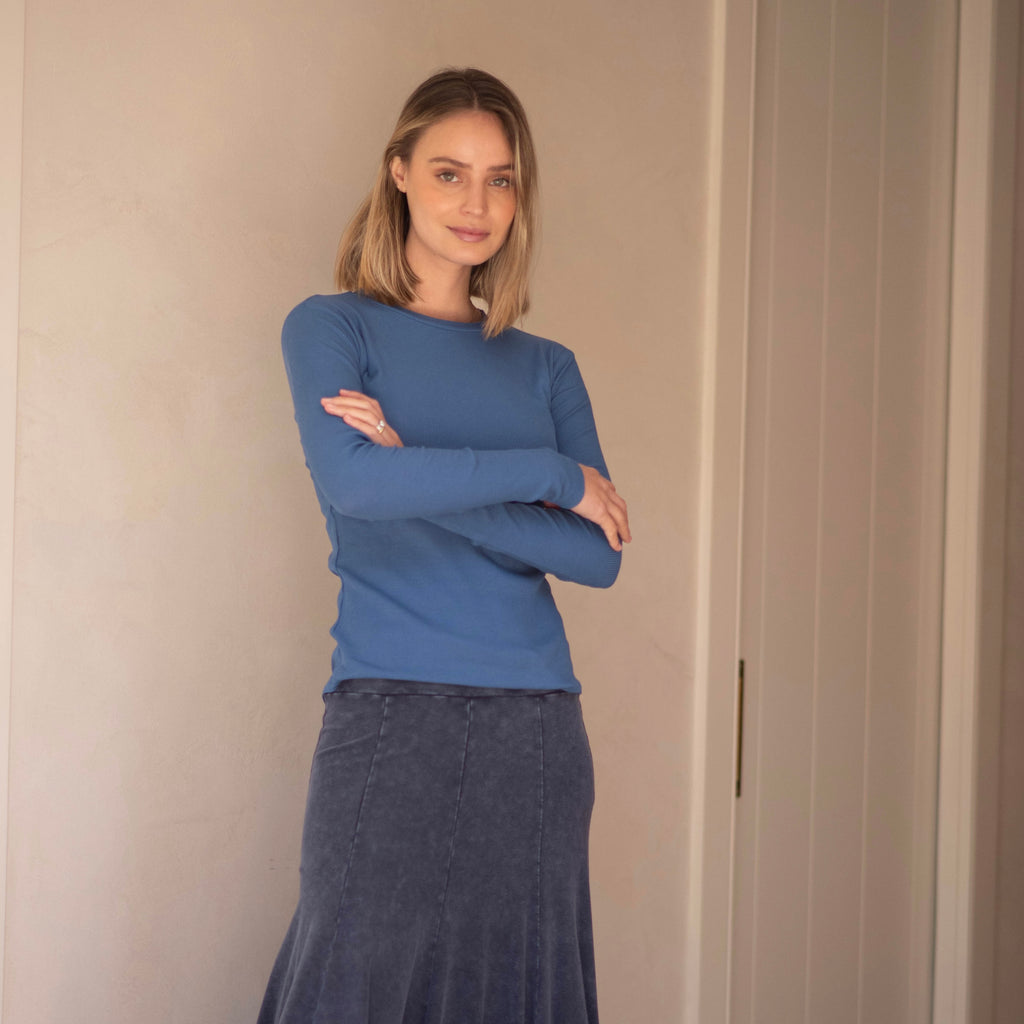 Ribbed Crewneck Tee | Periwinkle